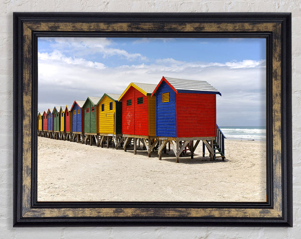 Row Of Beach Huts Framed Print