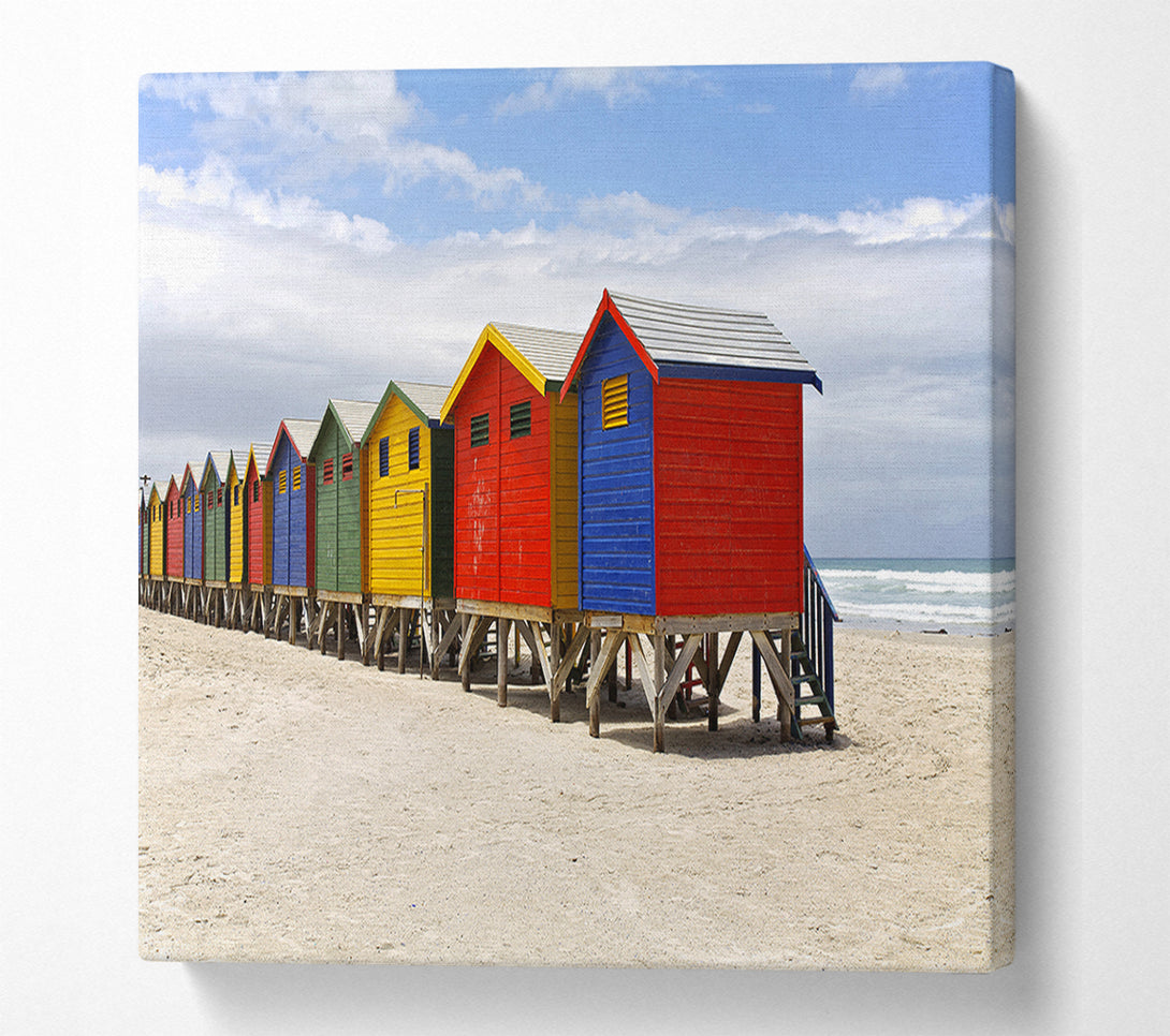  A Canvas Print of Row Of Beach Huts Canvas Wall Art