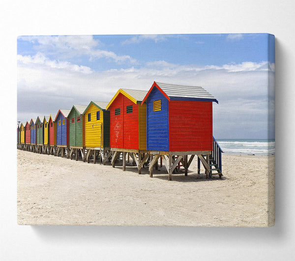  A Canvas Print of Row Of Beach Huts Canvas Wall Art