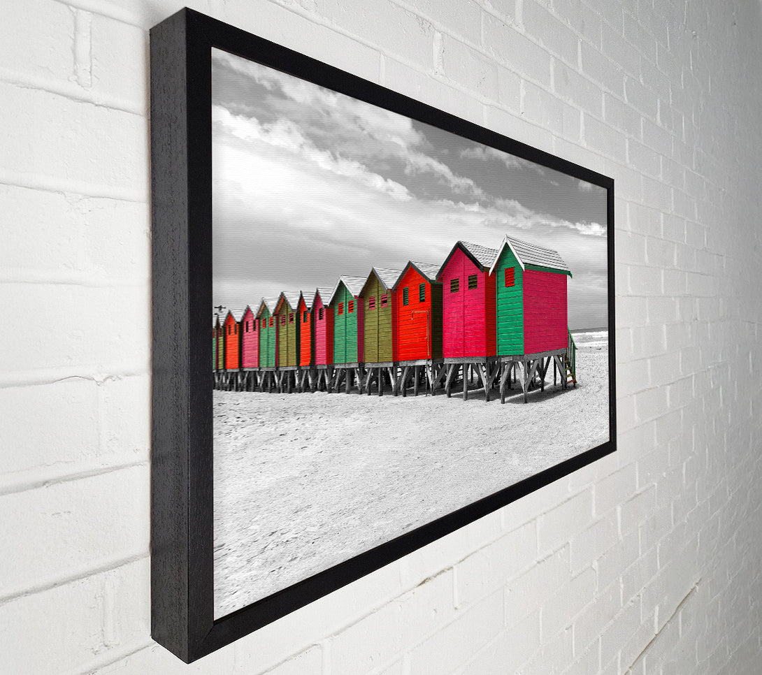  A Canvas Print of Beach Hut Colours Canvas Wall Art