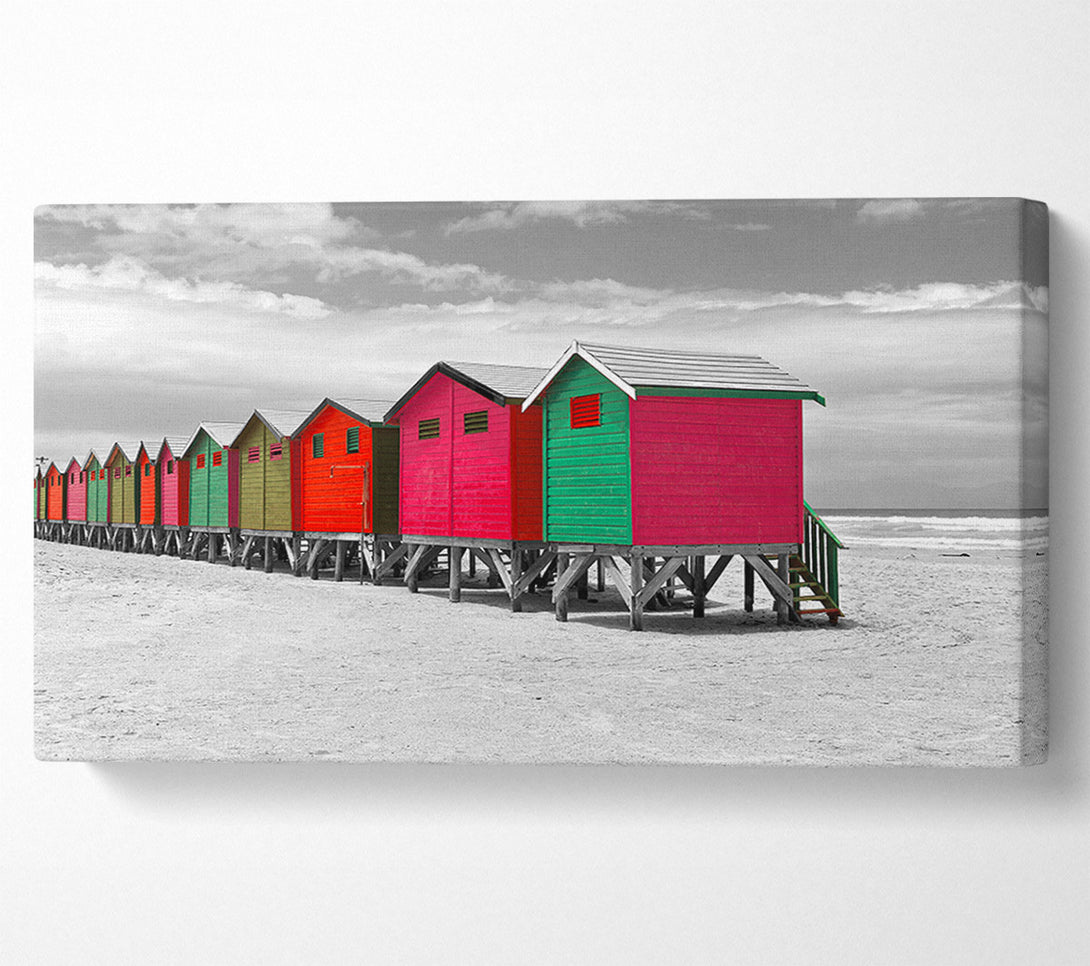  A Canvas Print of Beach Hut Colours Canvas Wall Art