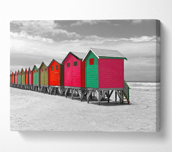  A Canvas Print of Beach Hut Colours Canvas Wall Art