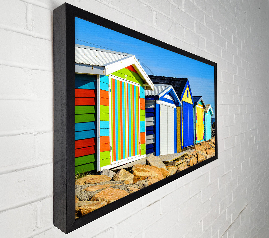 A Canvas Print of Beach Hut Rocks Canvas Art