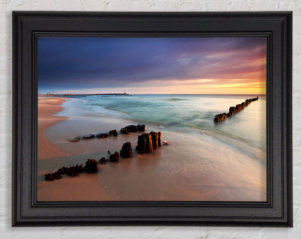 Distant Pier Ocean Framed Print