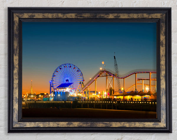 Santa Monica Pier At Dusk Framed Print