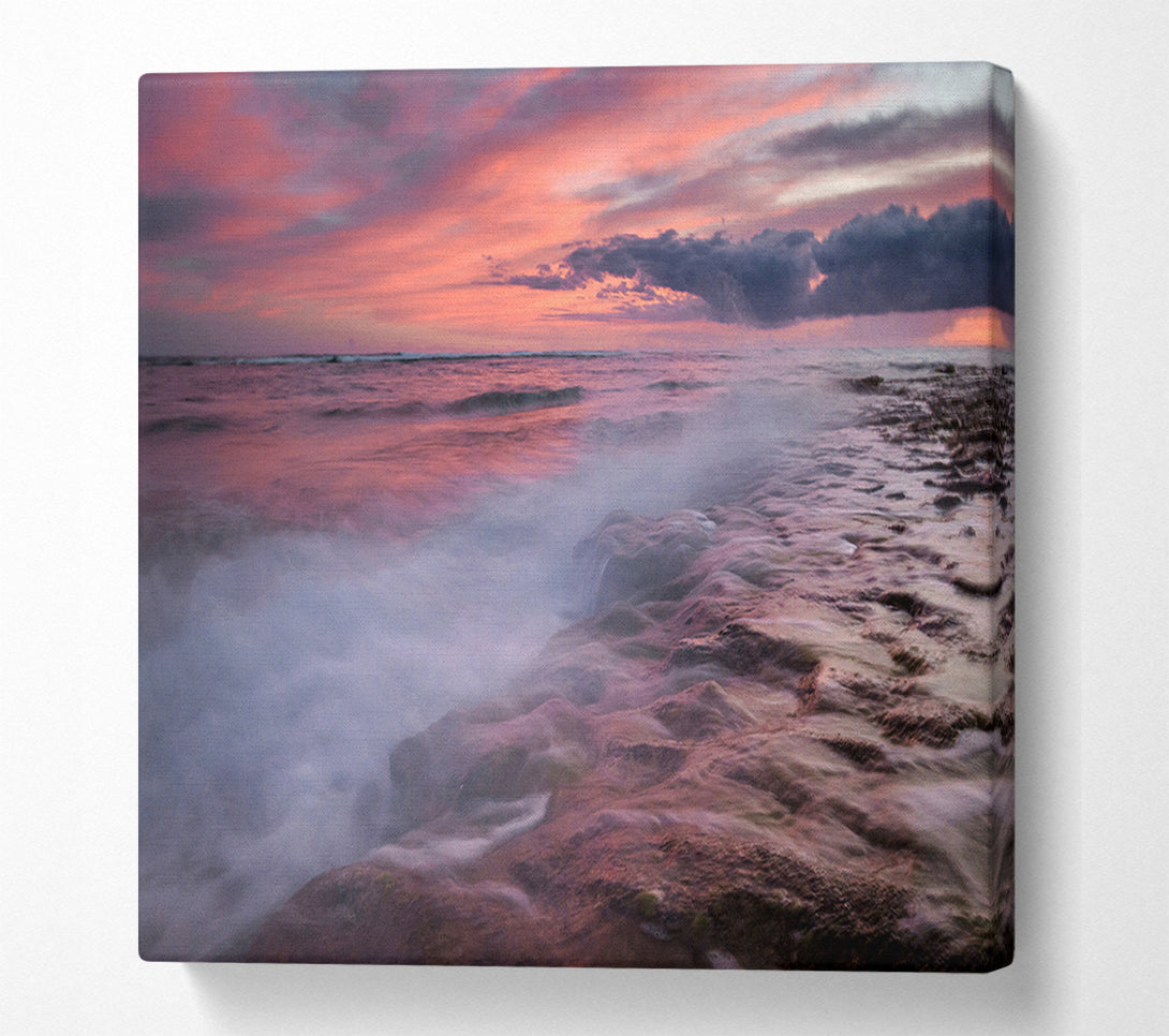 A Canvas Print of Perfect Pink Ocean Dusk Canvas Wall Art
