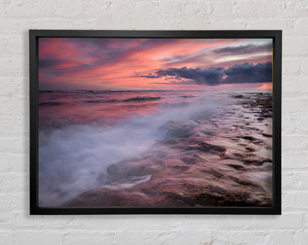 Perfect Pink Ocean Dusk Framed Print