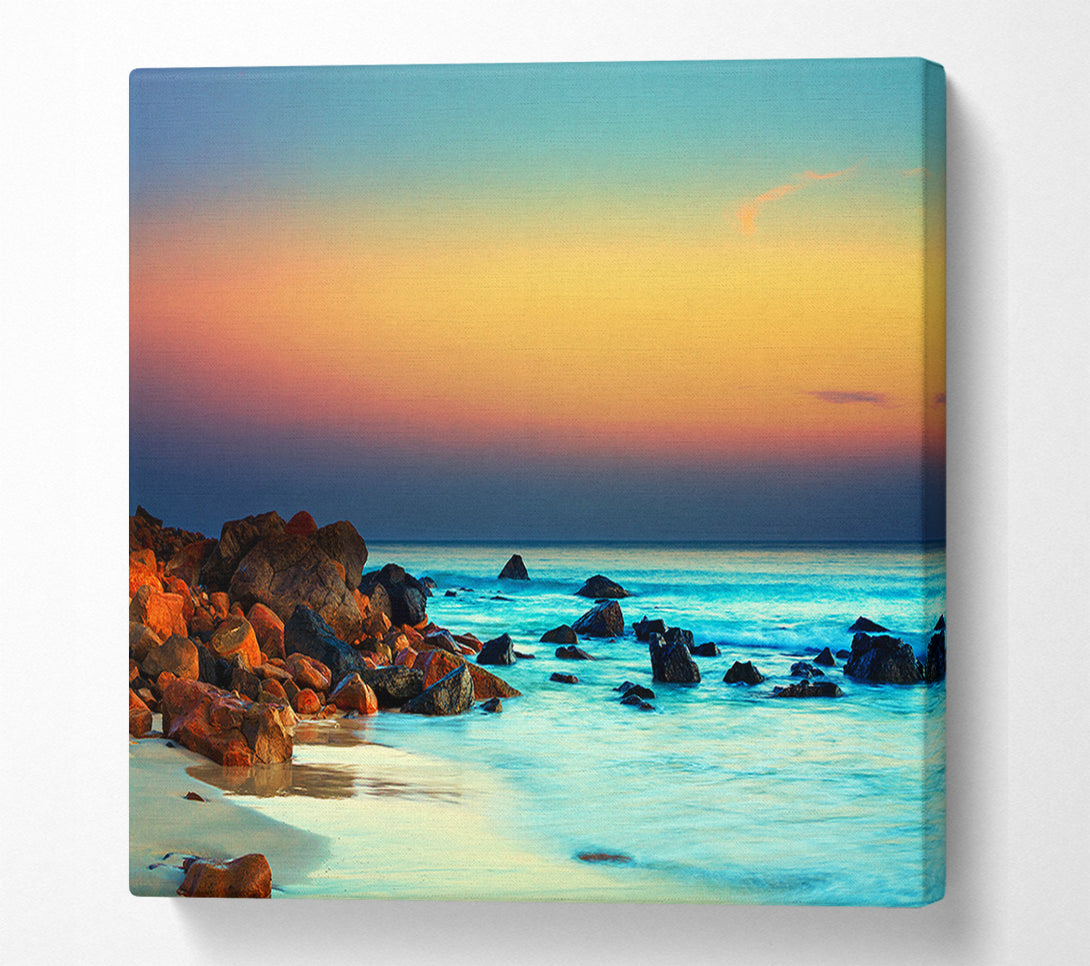  A Canvas Print of Turquoise Ocean Rocks Canvas Art