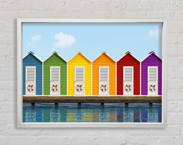 Beach Hut Ocean Framed Print