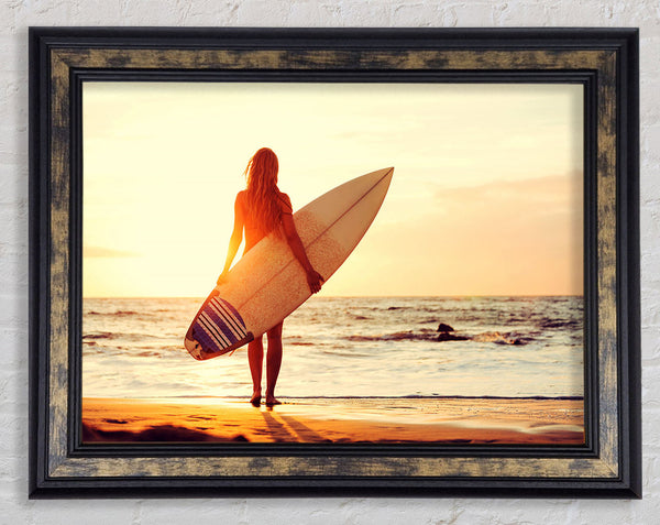 Surfers Sunrise Framed Print