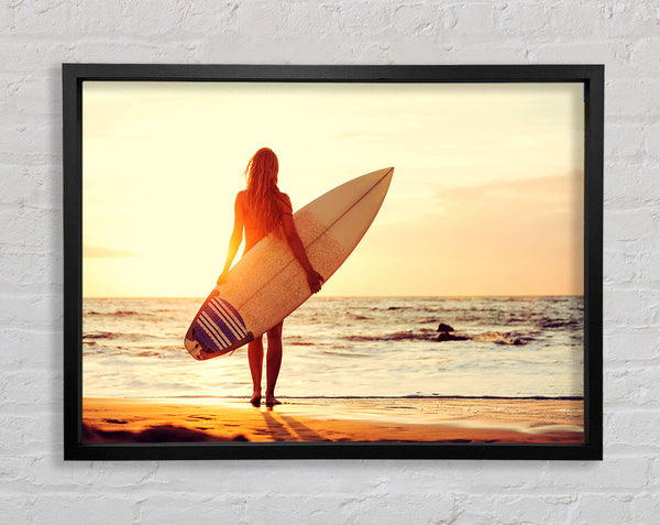 Surfers Sunrise Framed Print