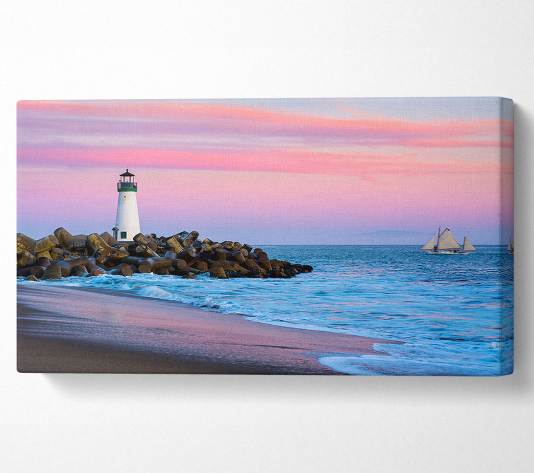  A Canvas Print of Sailboat Lighthouse Canvas Art