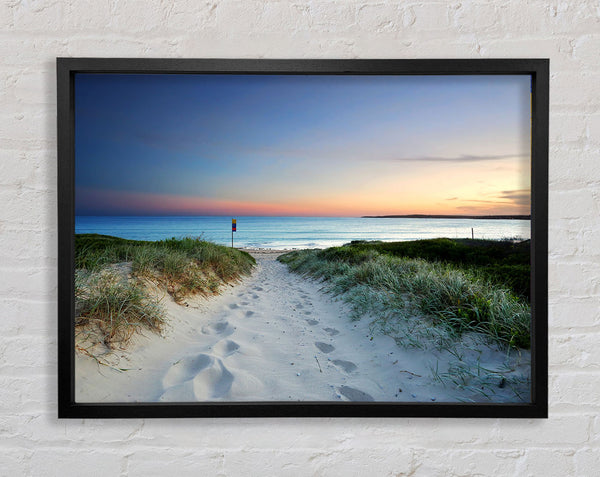 Sunrise Beach Walk Framed Print