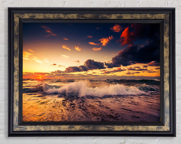 Waves At Dusk Framed Print