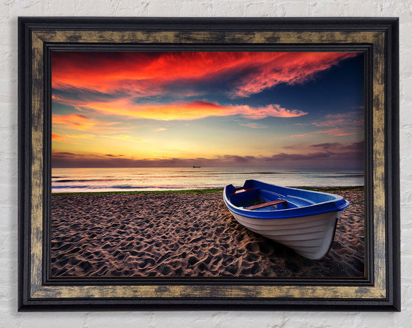 Row Boat Skies Framed Print