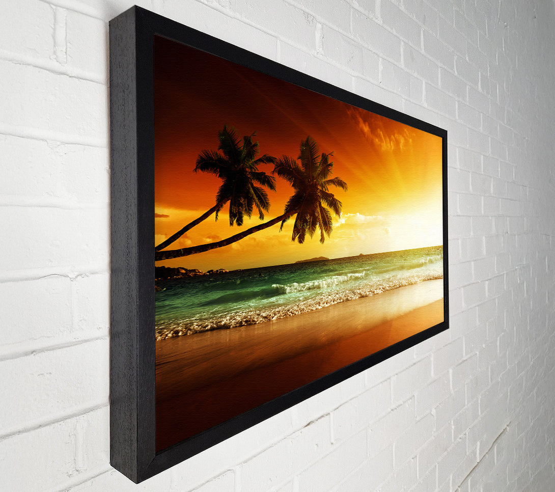  A Canvas Print of Ocean Sun Beam Palms Canvas Print