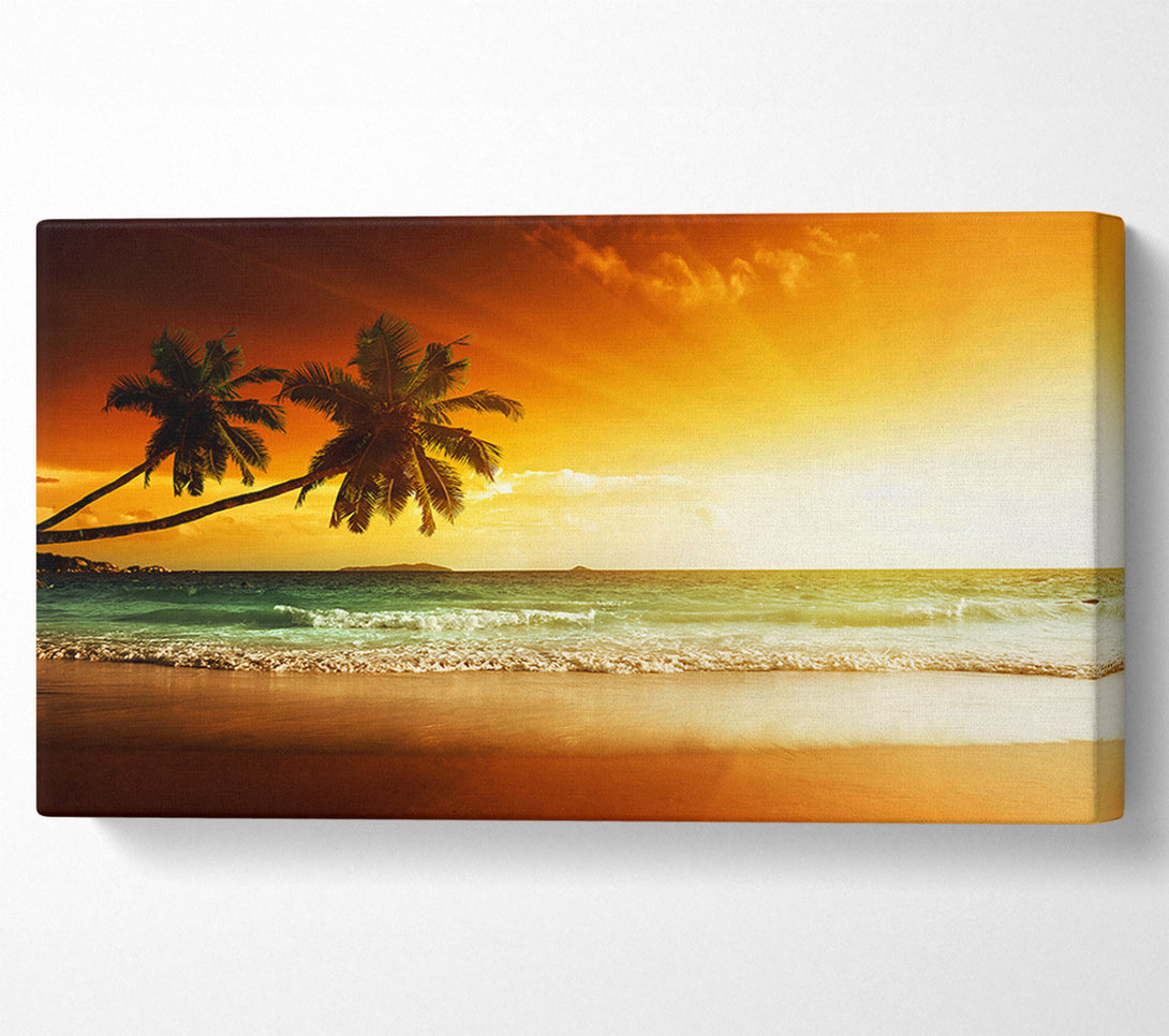  A Canvas Print of Ocean Sun Beam Palms Canvas Print