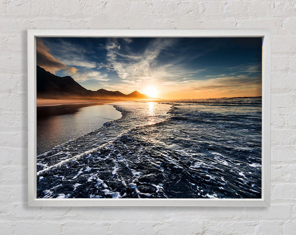 Cliffs Of The Ocean Sun Framed Print