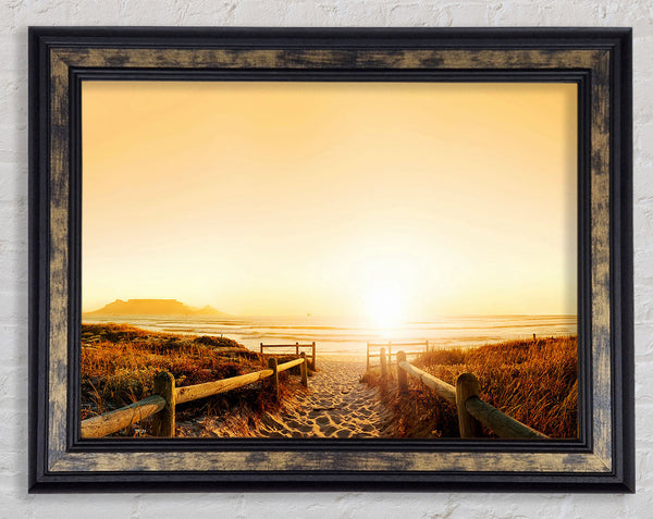 Sunrise walk To The Ocean Framed Print