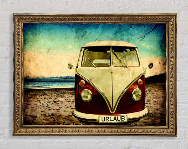 Beach VW Camper Van Framed Print