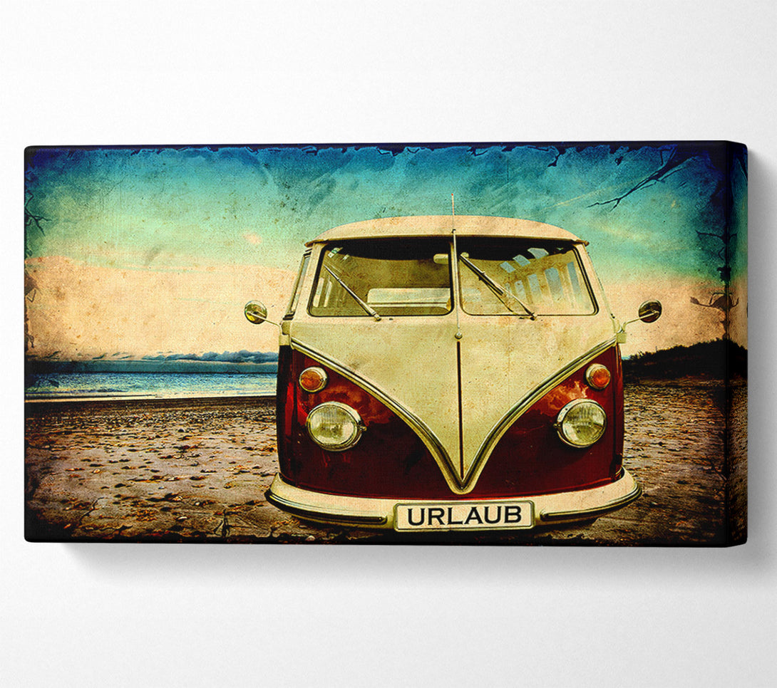  A Canvas Print of Beach VW Camper Van Canvas Art