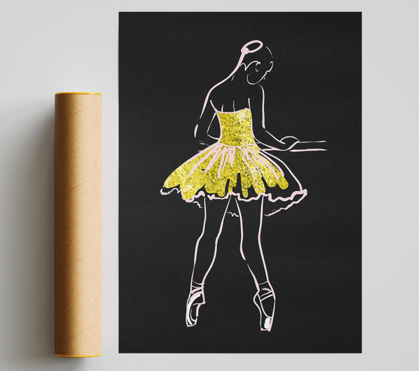 Golden Pink Ballerina 5 Print