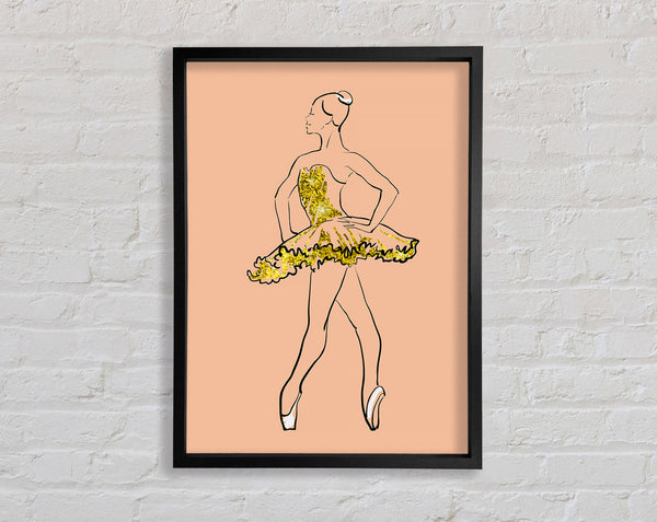 Golden White Ballerina Framed Print