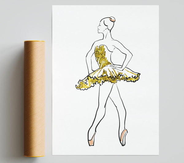 Golden Pink Ballerina 1 Giclee Print