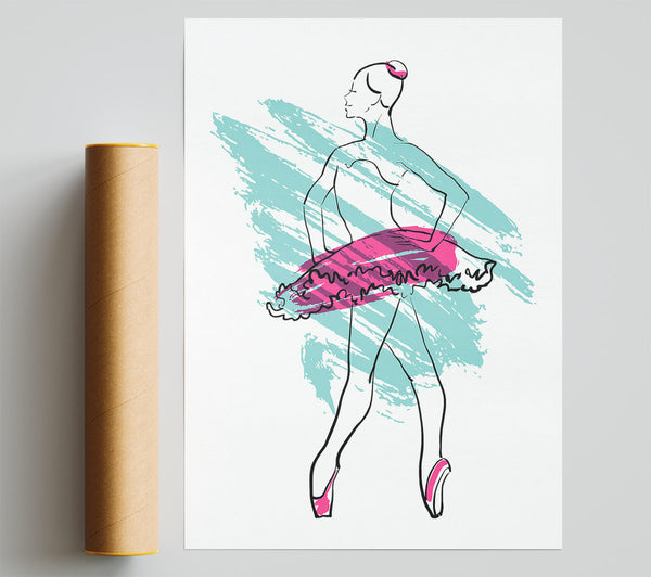 Blue Pink Ballerina 1 Print