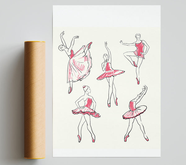 Pink White Ballerina 5 Poster