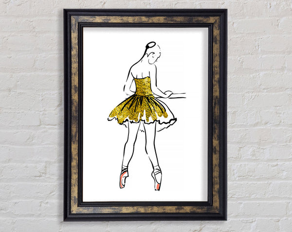 Golden Pink Ballerina 3 Framed Print