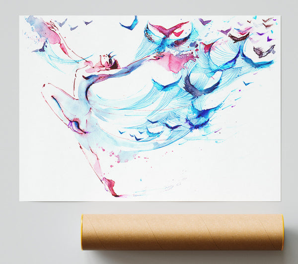 Blue Pink Ballerina 3 Giclee Print