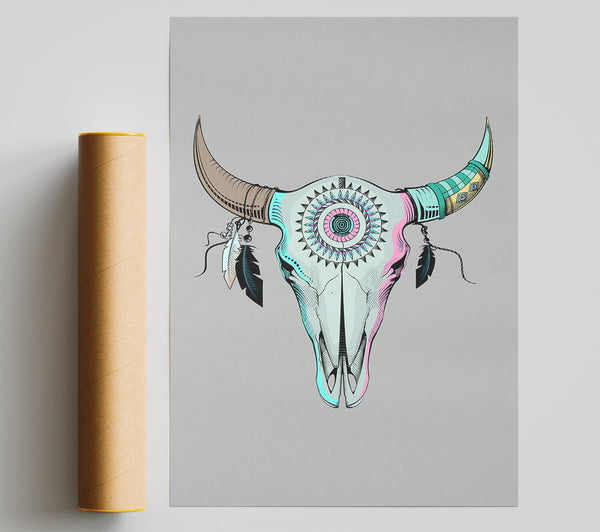 Red Indian Goats Head Print