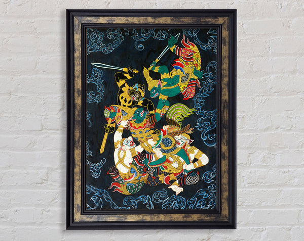 Warriors At Battle Framed Print