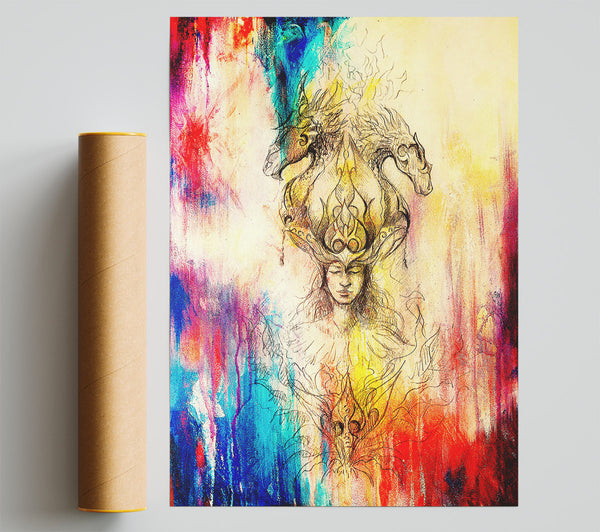Red Indian Painting Giclee Print