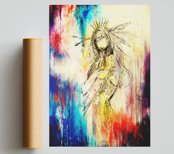 Red Indian Warrior Princess Giclee Print