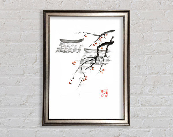 Chinese Cherry Blossom Roof Tops Framed Print