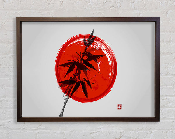 Bamboo Against The red Sun Framed Print