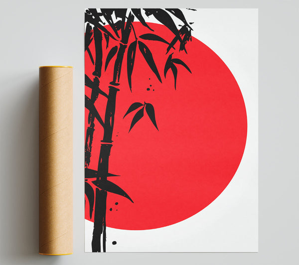 Red Sun Through The Japanese Bamboo Giclee Print