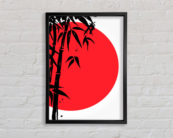 Red Sun Through The Japanese Bamboo Framed Print
