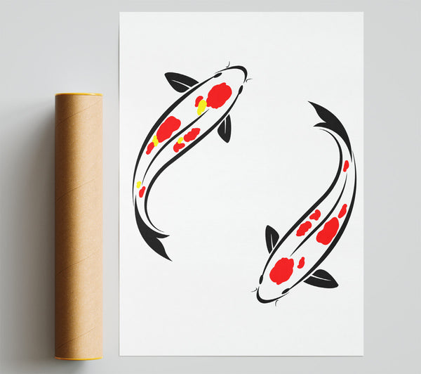 Japanese Twin Koi Giclee Print