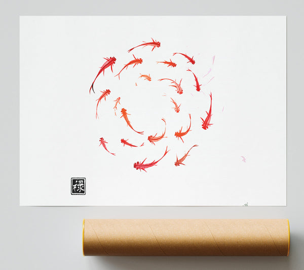 Koi Fish In The Circle Of Life Giclee Print