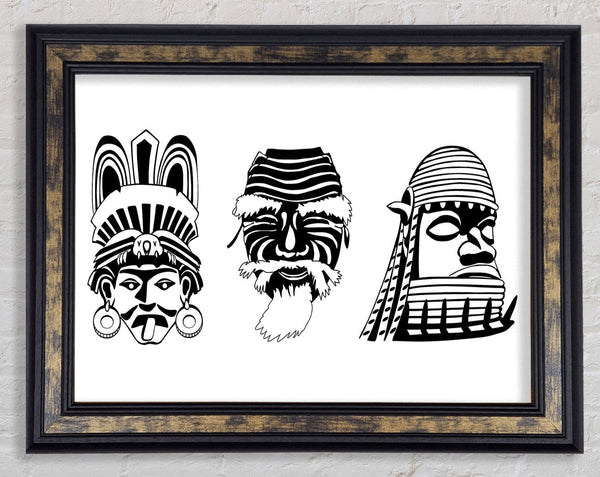 Mayan Masks Framed Print