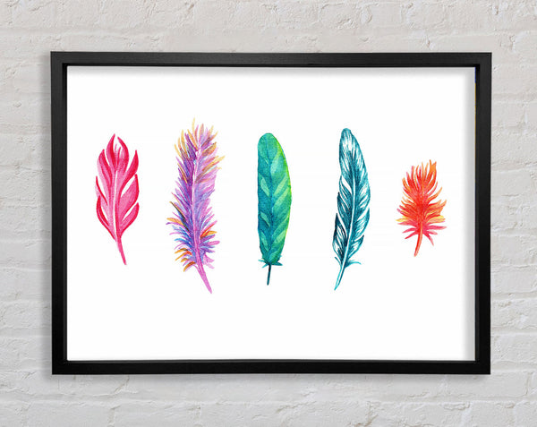 Red Indian Rainbow Feathers Framed Print