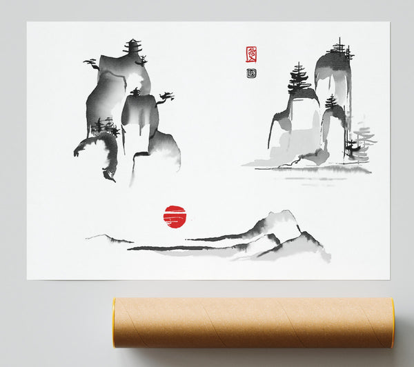 Chinese Mountain Tops 3 Poster
