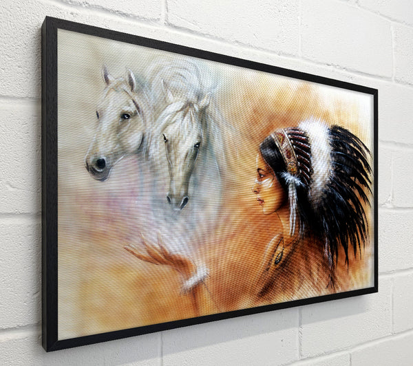 Red Indian Princess With Horses
