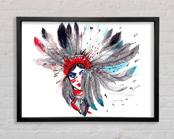 Red Indian Head Dress Framed Print