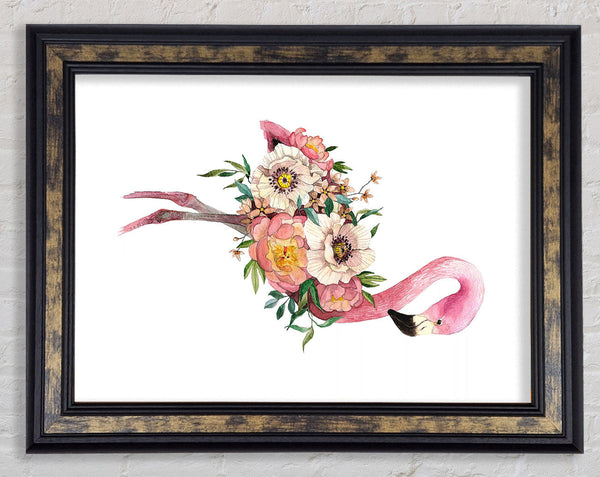 Flamingo Flower Body Framed Print