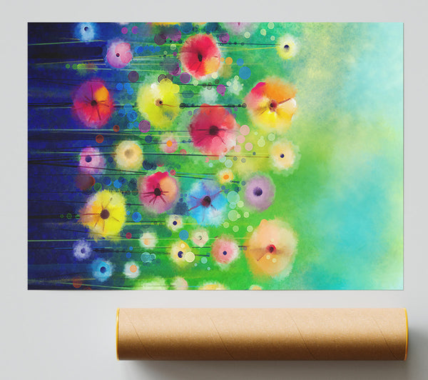 Psychedelic Flower Garden Poster