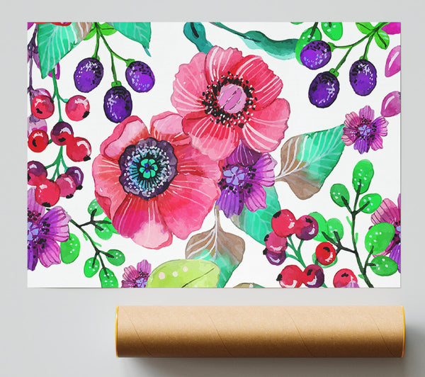 Poppies And Berries Giclee Print